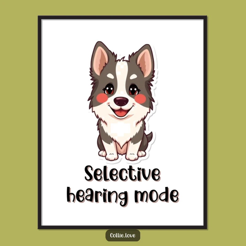 Funny Collie Head Tilt Poster: Adorable Wall Art for Dog Lovers