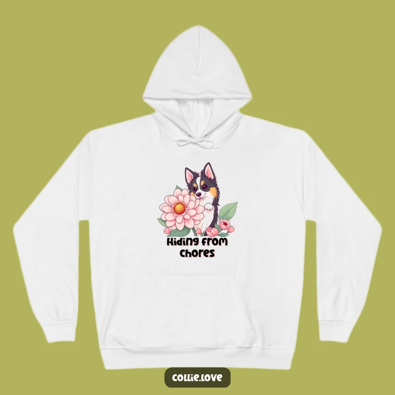 Cozy Funny Collie Flower Peek Hoodie: Warmth and Whimsy for Dog Fans