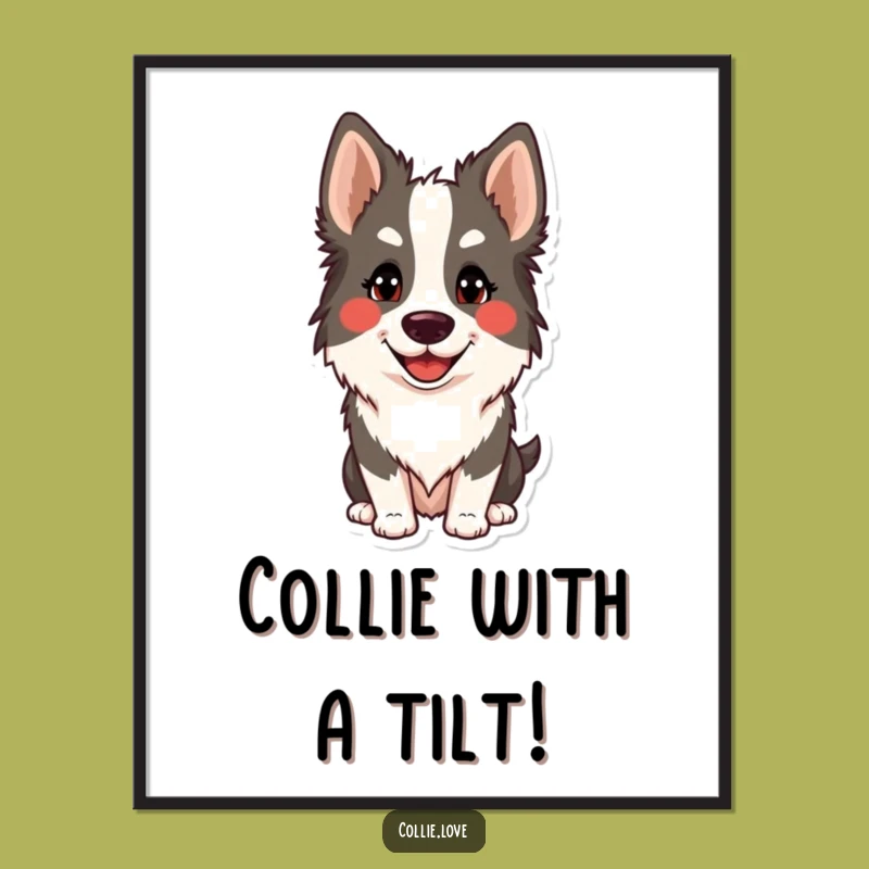 Free Printable Collie Wall Art: Silly Head Tilt Downloadable Dog Decor