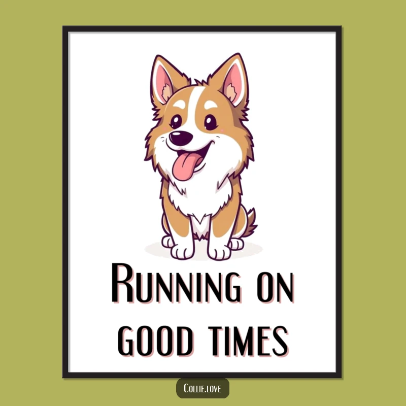Free Printable Collie Dog Wall Art: Funny Panting After Run Decor