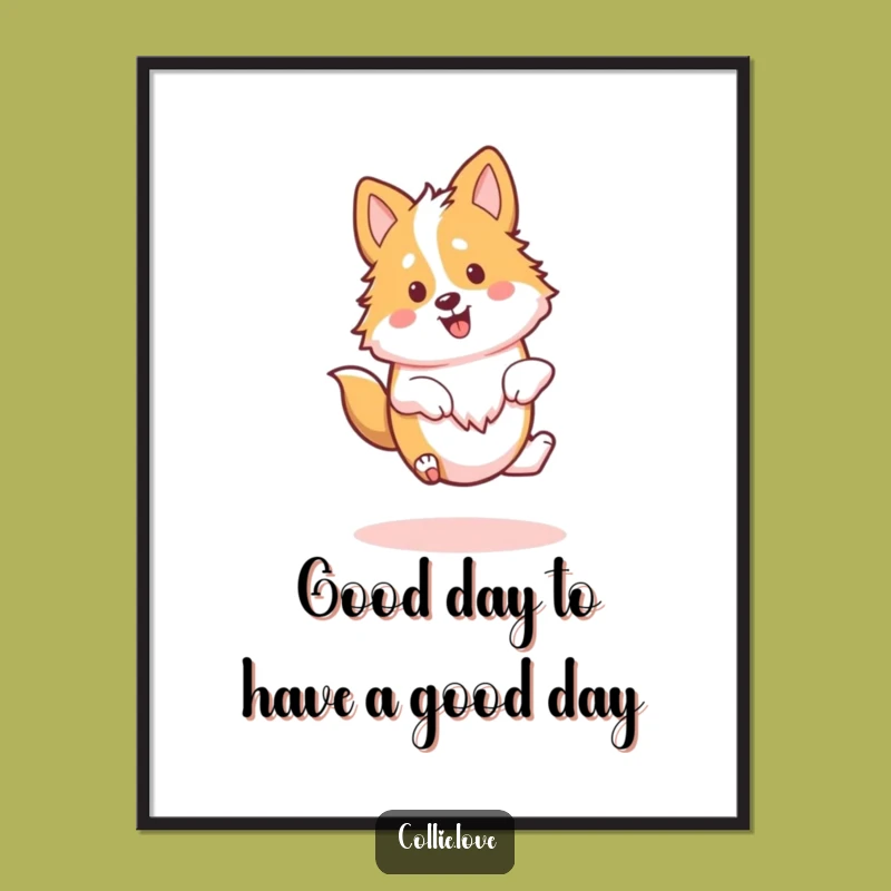 Free Printable Wall Art: Happy Collie Spin - Funny Downloadable Art!