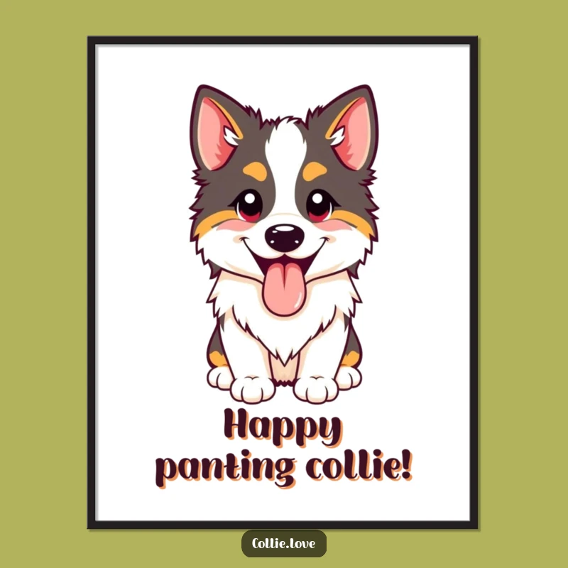 Free Printable Collie Wall Art: Happy Panting Dog Download