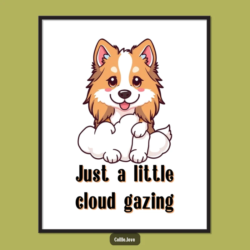 Free Printable Wall Art: Cloud Collie Peek - Funny Downloadable Art!