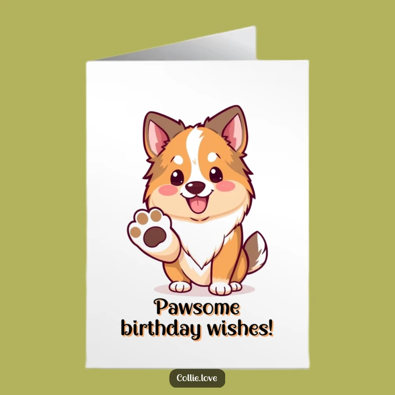 Free Printable Birthday Card: Friendly Collie Paw - Funny Downloadable Gift!