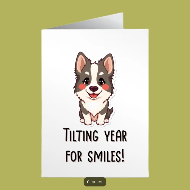 Free Printable Funny Collie Birthday Card: Silly Head Tilt Downloadable Gift