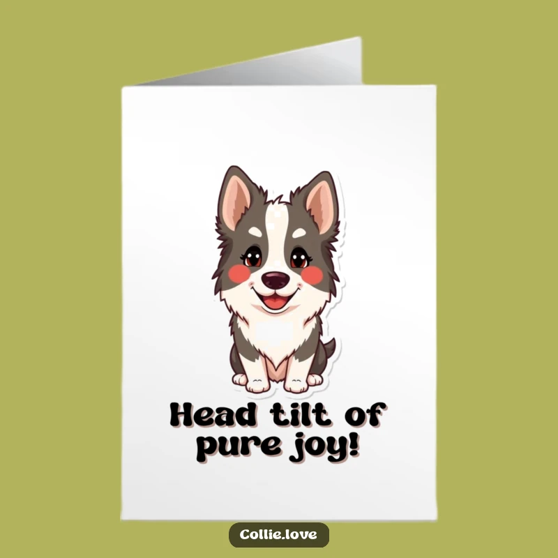 Free Printable Collie Congrats Card: Silly Head Tilt Downloadable Cheer