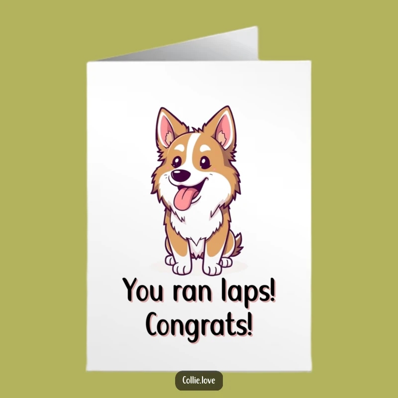 Free Printable Collie Dog Congratulations Card: Happy Panting Winner Downloadable