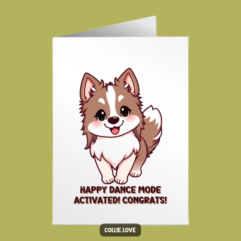 Free Printable Collie Dog Congratulations Card: Happy Wagging Tail Downloadable