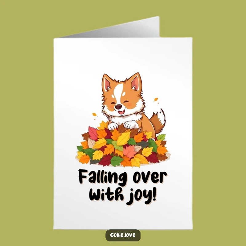 Free Printable Congrats Card: Collie Leaves - Playful Funny Downloadable Gift