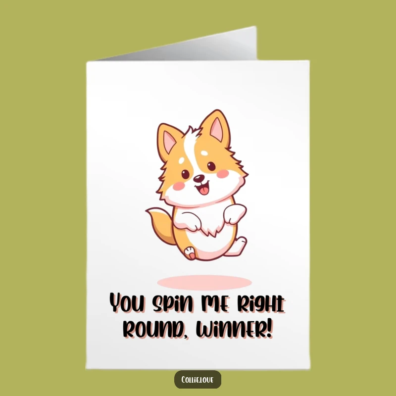 Free Printable Congrats Card: Joyful Collie Spin - Funny Downloadable Gift!