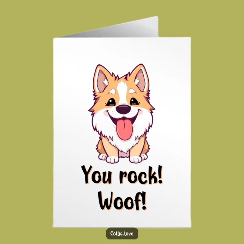 Free Printable Congrats Card: Silly Collie Grin, Joyful Dog Downloadable