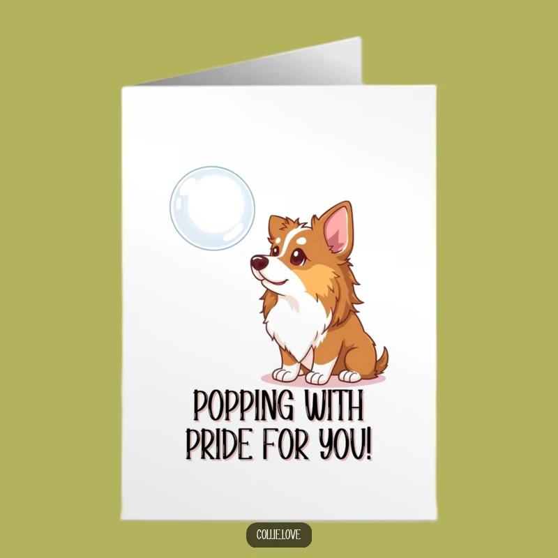 Free Printable Congrats Card: Curious Collie Dog & Bubble, Funny Downloadable Gift