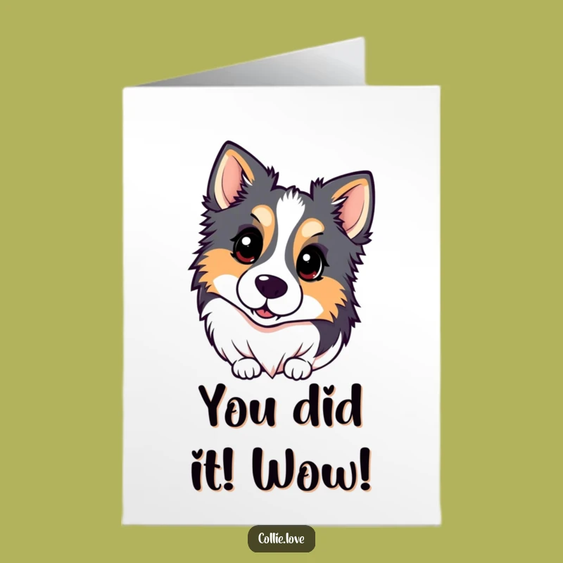 Free Printable Congrats Card: Funny Collie Head Tilt, Expressive Dog Downloadable