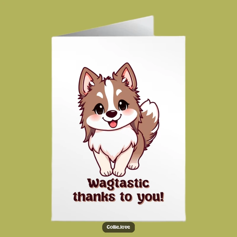 Free Printable Collie Dog Thank You Card: Waggly Tail Appreciation Gift