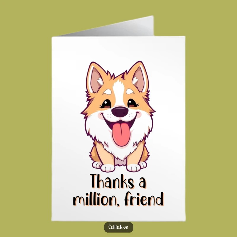 Free Printable Thank You Card: Silly Collie Grin, Goofy Dog Downloadable Gift