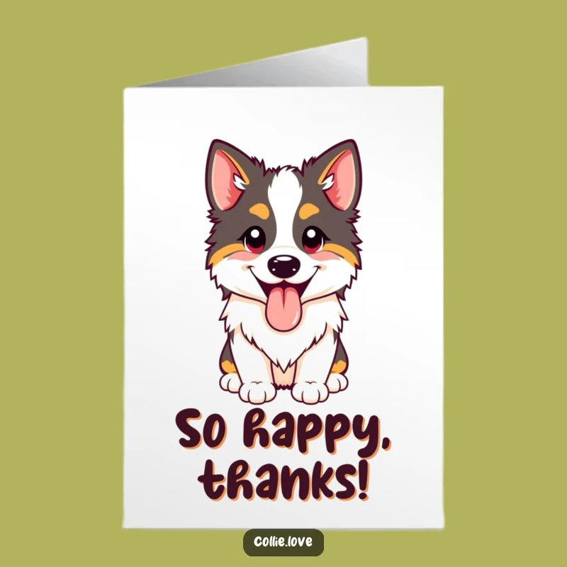 Free Printable Thank You Collie Card: Happy Panting Dog Download