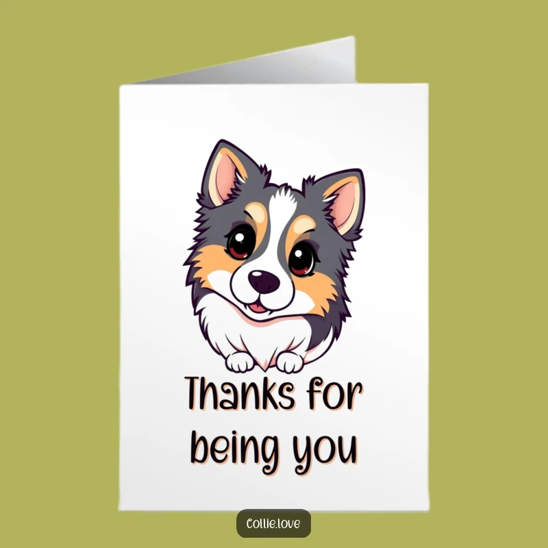 Free Printable Thank You Card: Funny Collie Head Tilt, Downloadable Dog Appreciation