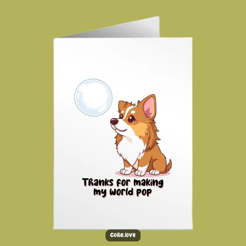 Free Printable Thank You Card: Curious Collie Dog & Bubble, Grateful Downloadable Gift