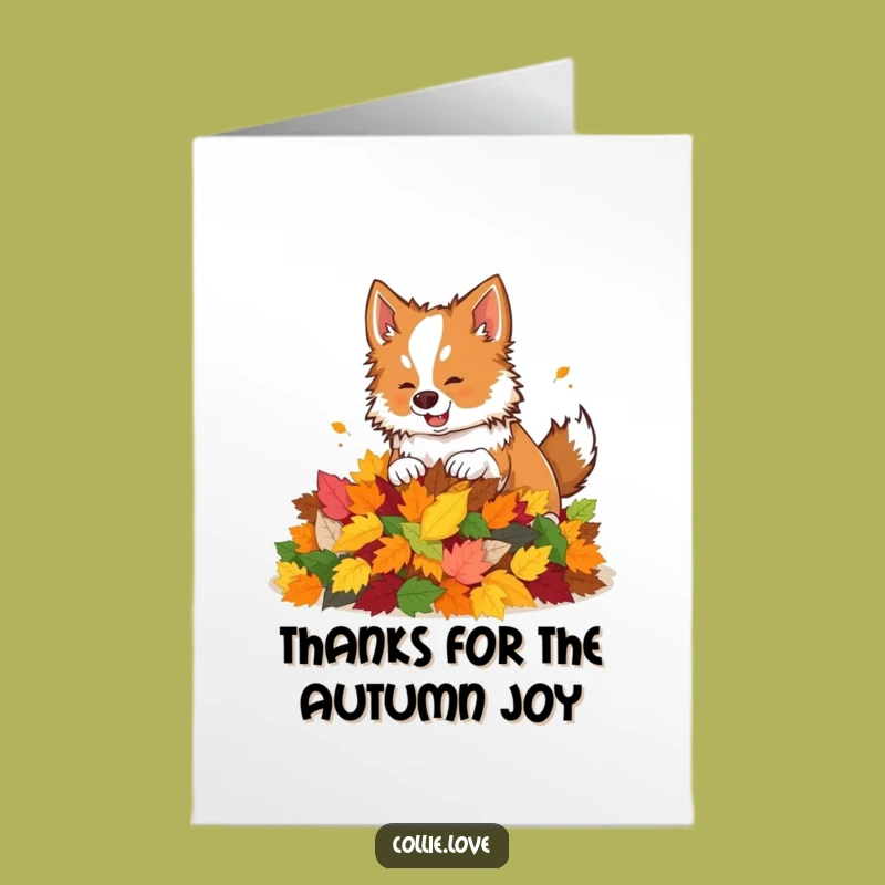 Free Printable Thank You Card: Collie Leaves - Playful Funny Downloadable Gift