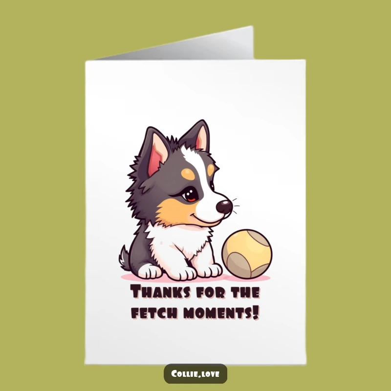 Free Printable Collie Puppy Thank You Card: Funny Dog Ball Gazer Downloadable