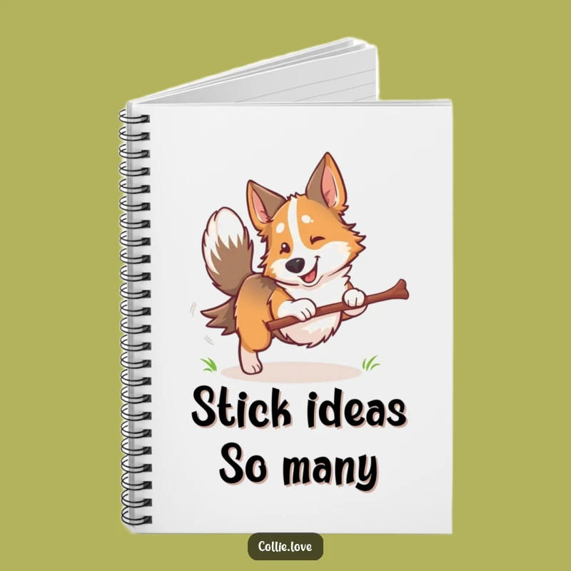 Funny Collie Dog Fetching Stick Notebook: Jot Down Ideas with a Wagging Tail