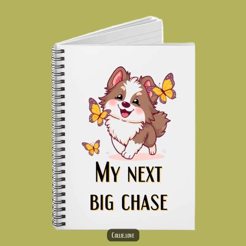 Funny Collie Dog Notebook: Jot Down Ideas with Butterfly Chase Humor, Great Gift