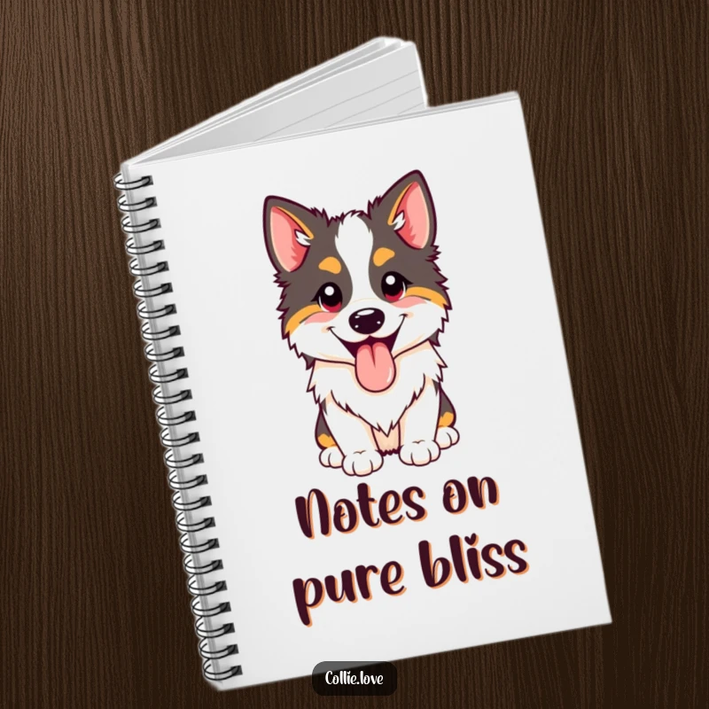 Funny happy Collie panting notebook with its tongue out. Ideal for notes and a funny gift.