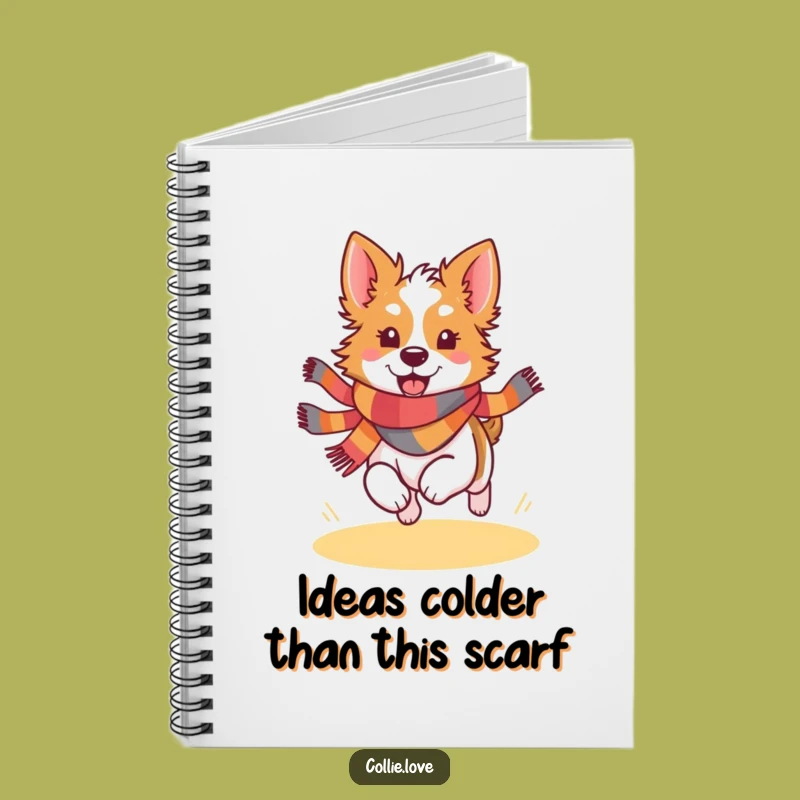 Funny Kawaii Collie Scarf Notebook - Journal for Joyful Pups