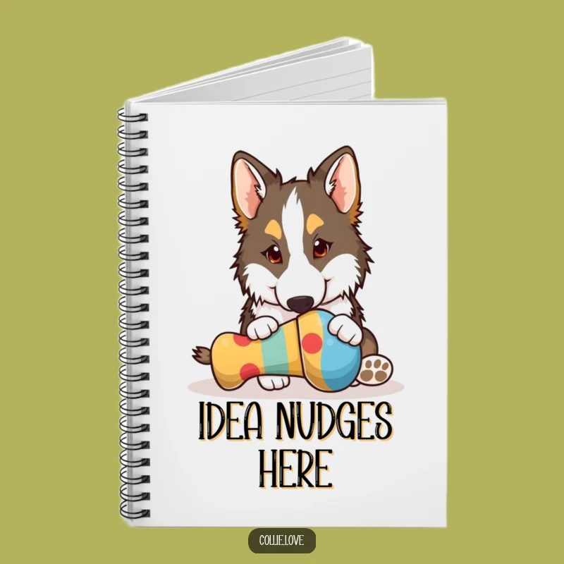 Funny Collie Nudging Toy Notebook - Hilarious Dog Playful Journal