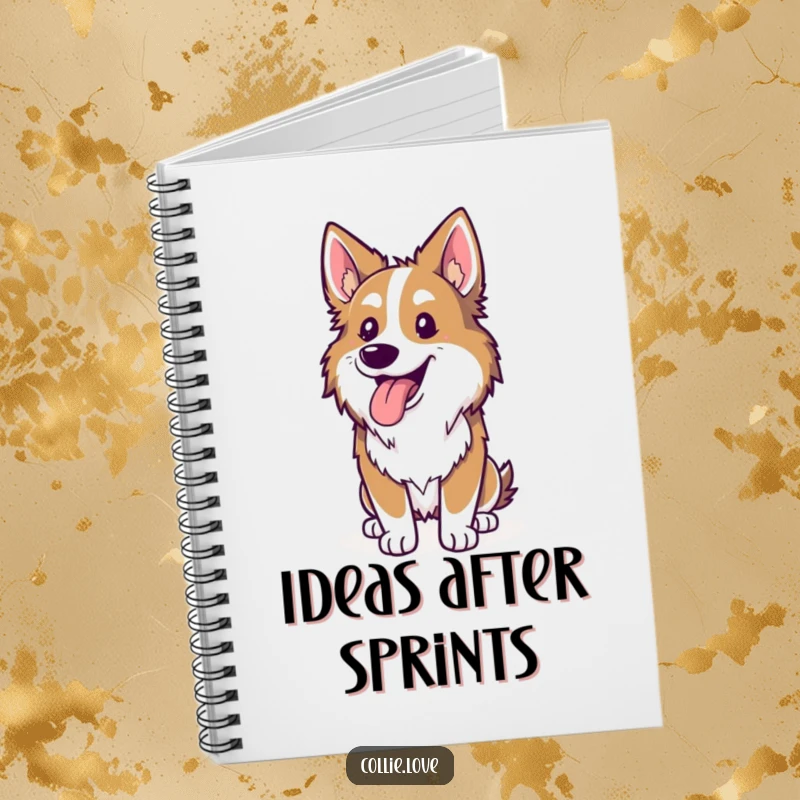 Funny Collie notebook, tongue lolling out, happily panting after a run, a hilarious design for dog lovers, perfect funny gift.