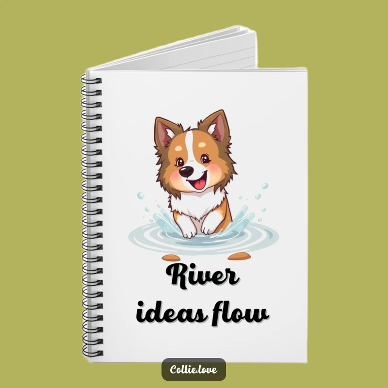Collie Stream Splashing Notebook: Jot Down Ideas with Watery Delight