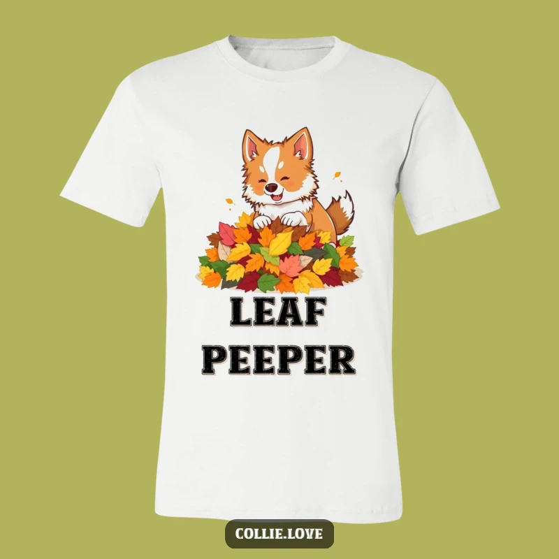 Funny Collie Leaf Pile T-Shirt: Playful Autumn Dog Apparel for a Humorous Gift