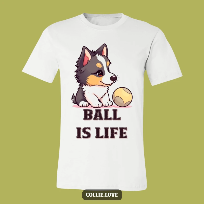 Funny Collie Puppy Ball Watcher T-Shirt - Hilarious Dog Owner Tee