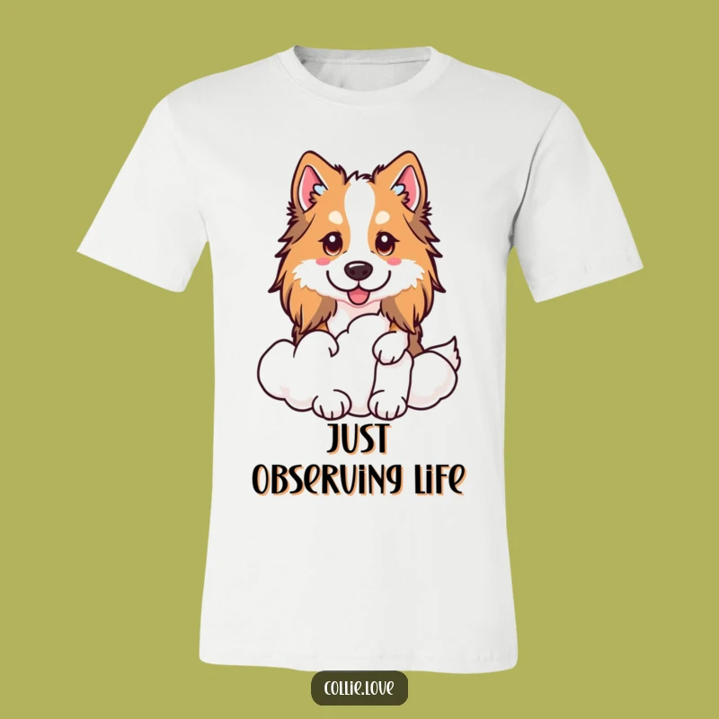 Funny Kawaii Collie T-Shirt, Cloud Peeker, Adorable Collie Apparel Gift
