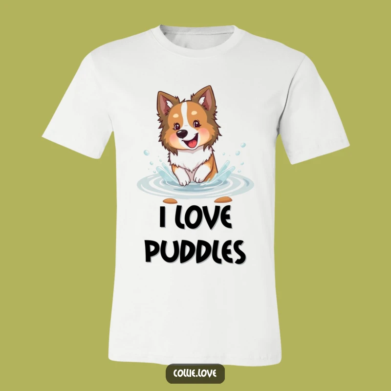 Happy Collie Stream Splashing T-Shirt: Dive into Fun with This Tee