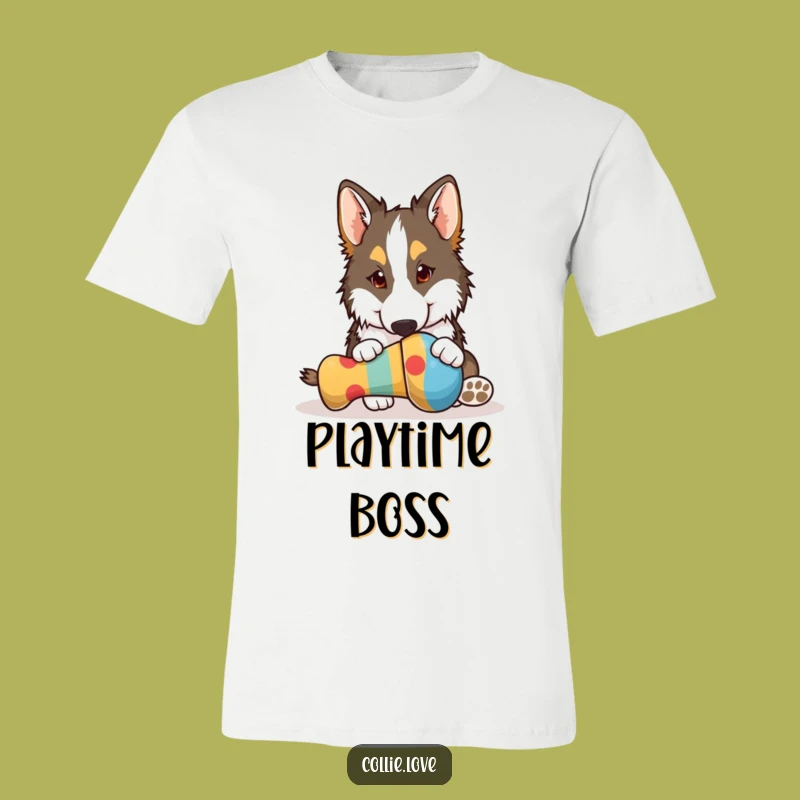 Funny Collie Nudging Toy T-Shirt - Hilarious Dog Playful Tee