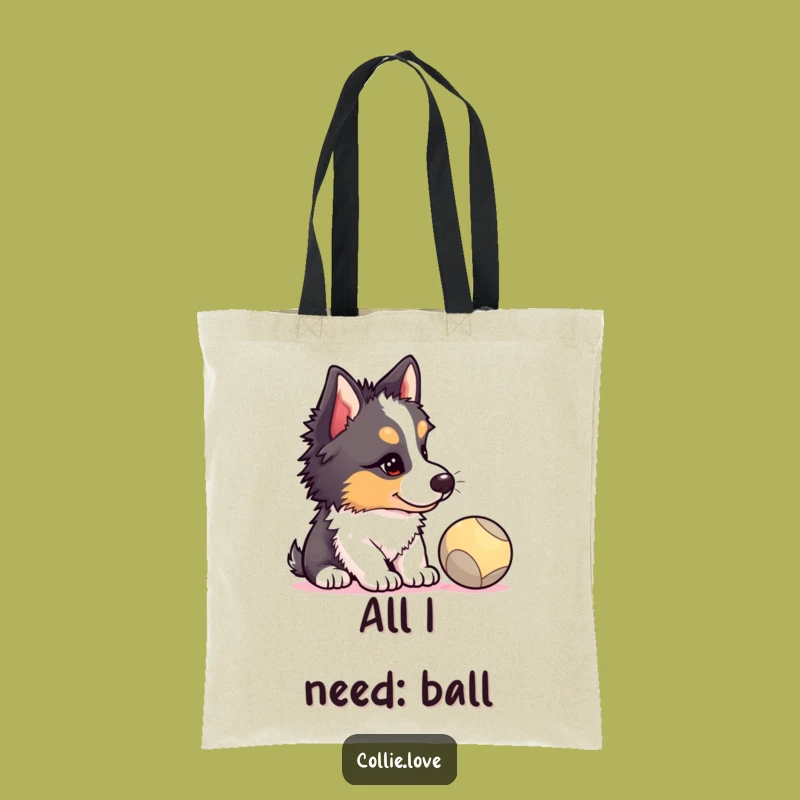 Funny Collie Puppy Ball Duty Tote Bag - Hilarious Dog Owner Accessory