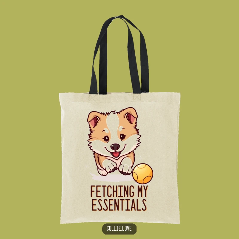 Funny Collie Puppy Tote Bag: Carry Your Essentials with a Playful Pup