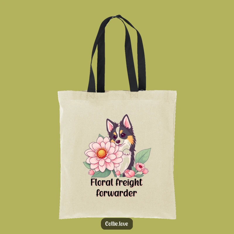 Funny Collie Flower Peek Tote Bag: Carry Your Treasures with Charm