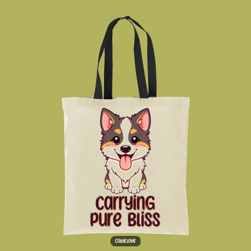 Funny Happy Collie Panting Tote Bag: Carry Your Joy Everywhere
