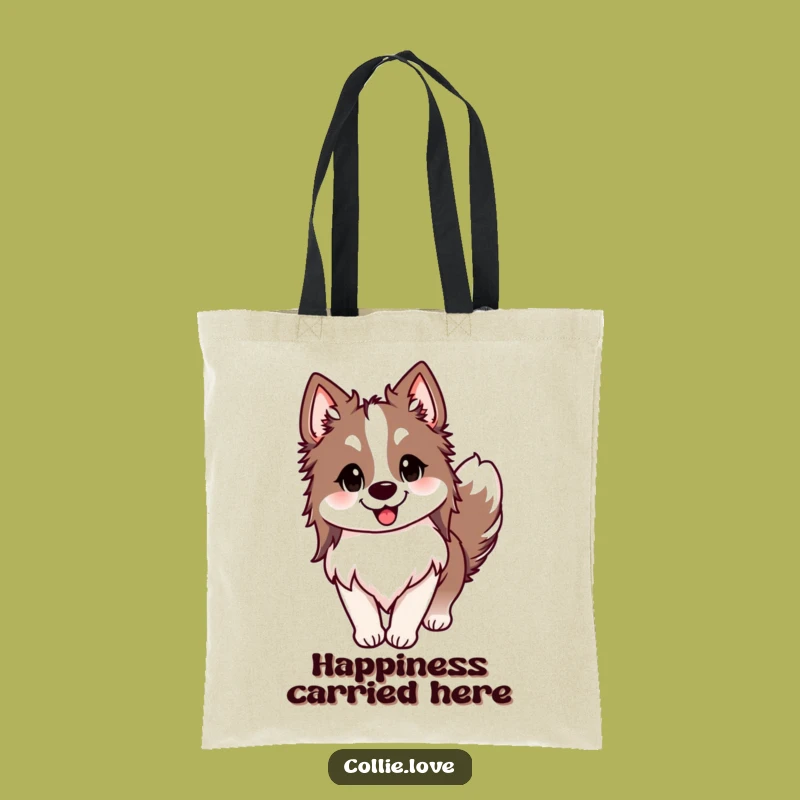 Funny Happy Collie Wagging Tote Bag - Hilarious Dog Lover Accessory