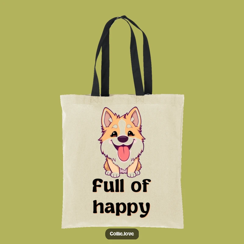 Funny Kawaii Collie Tote Bag: Silly Grin Style, a Practical Funny Gift