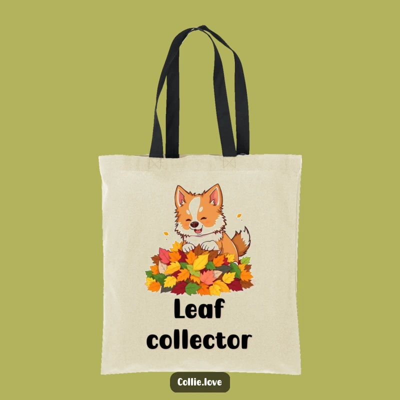Funny Collie Leaf Pile Tote Bag: Carry Your Autumn Joy with this Humorous Gift